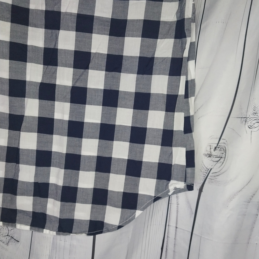 J.Crew Mercantile Gingham Plaid Popover Preppy Business Casual Short Sleeve Top - Picture 8 of 8
